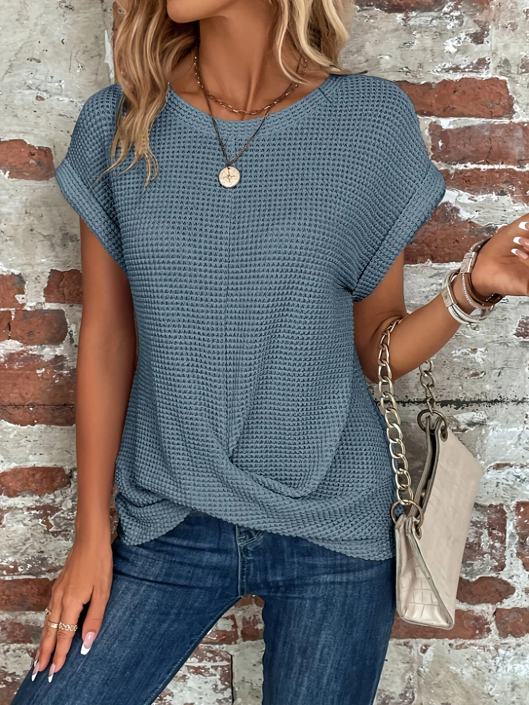 Monroe Waffle Knit Twist T-Shirt