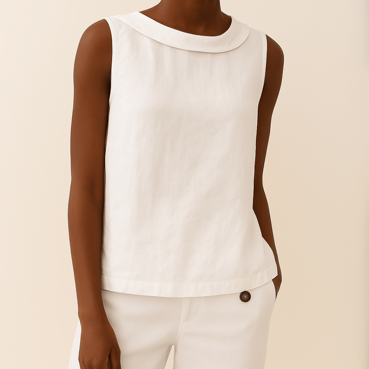 Avice Sleeveless Roll Collar Top