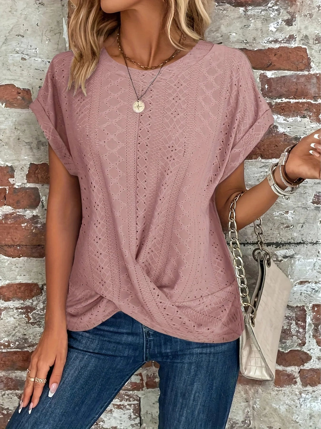 Monroe Waffle Knit Twist T-Shirt