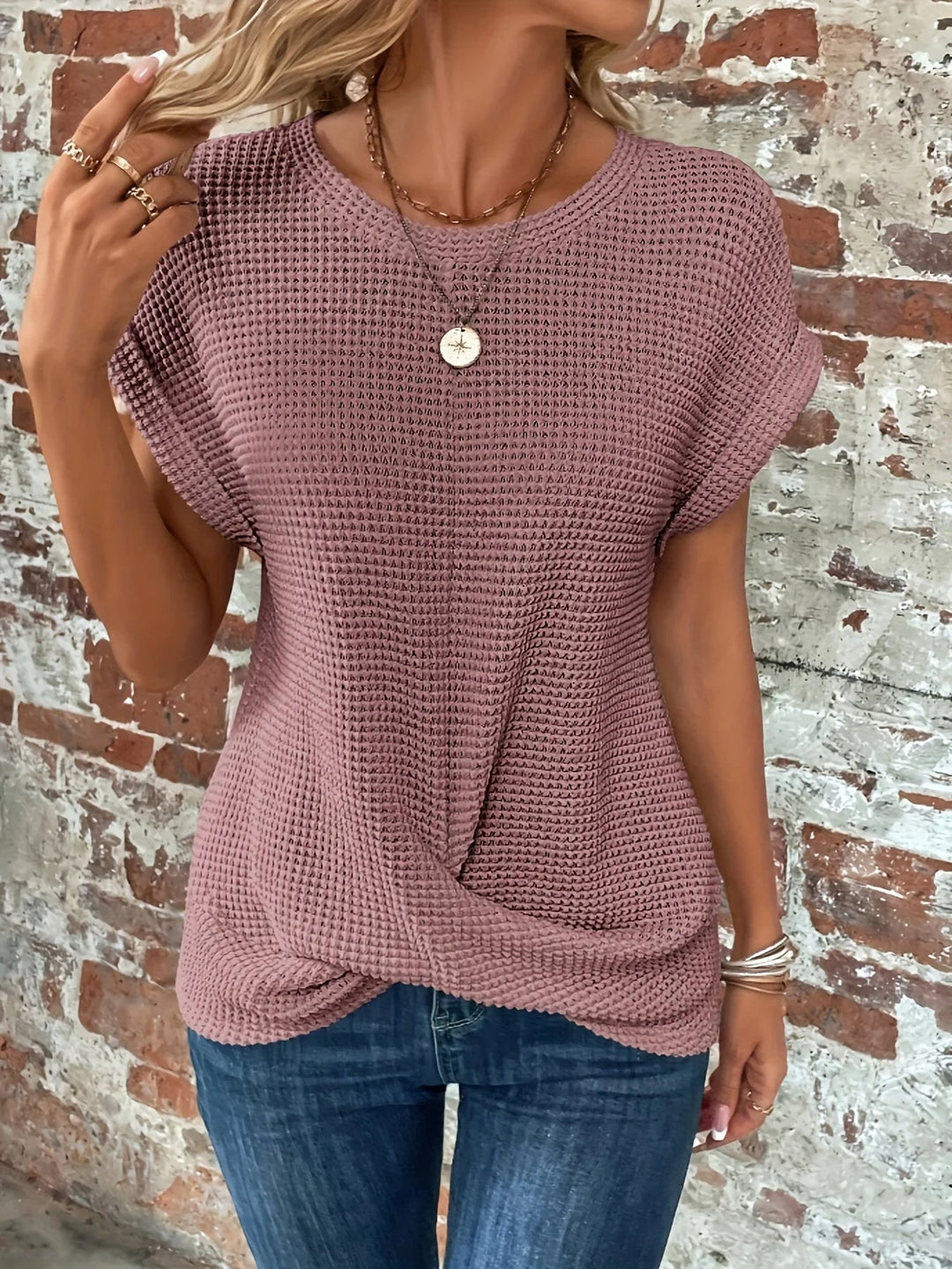 Monroe Waffle Knit Twist T-Shirt