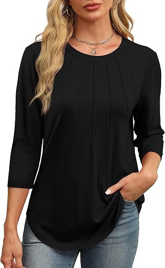 Maya™ -  Pleated Crew-Neck Blouse