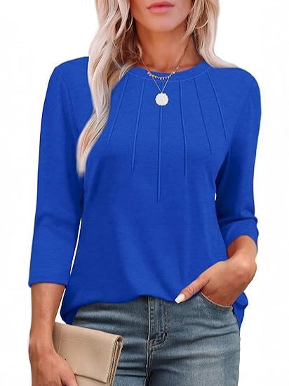 Maya™ -  Pleated Crew-Neck Blouse