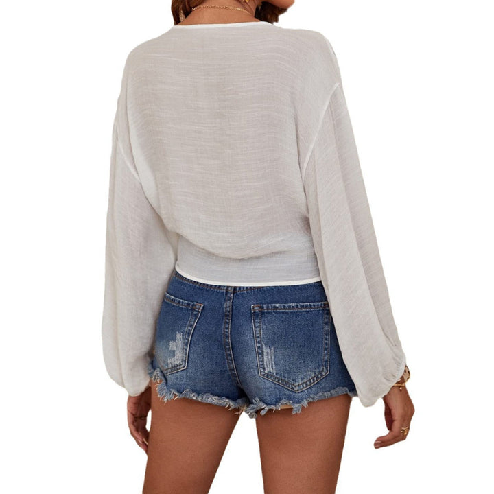 Leah™ - Knot-Front Semi-Sheer Blouse