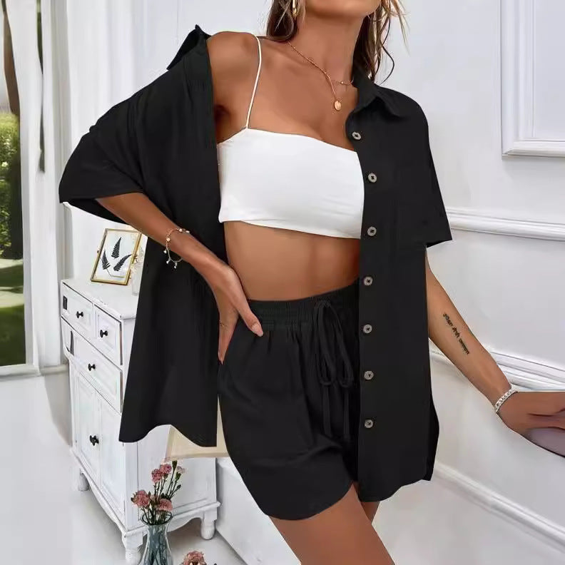 Lucy™ - Buttoned Shirt & Shorts Set
