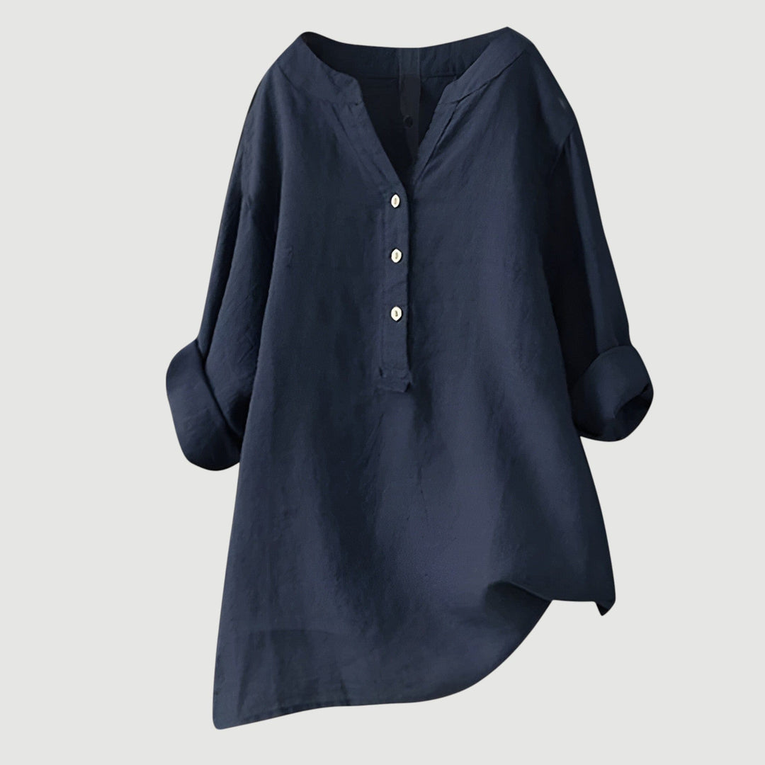 Solara Button-Front Linen Shirt