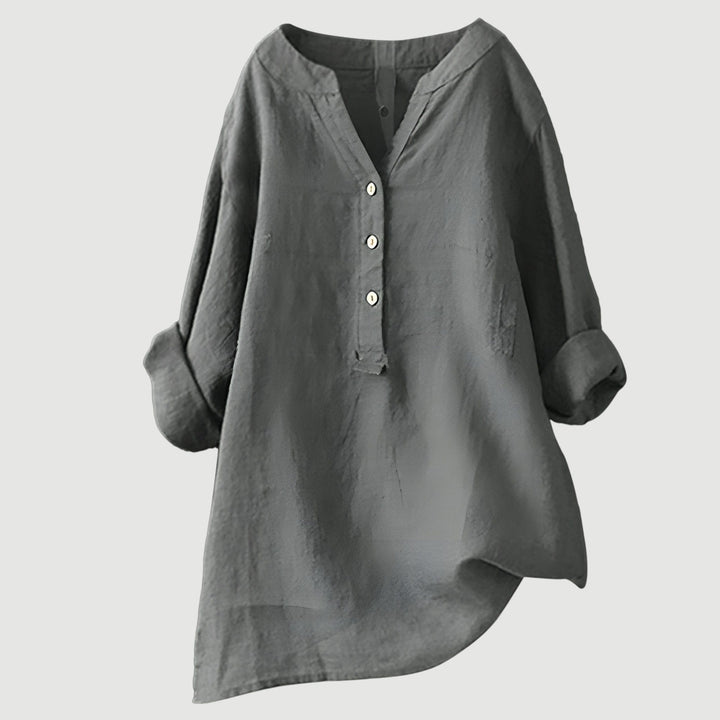 Solara Button-Front Linen Shirt