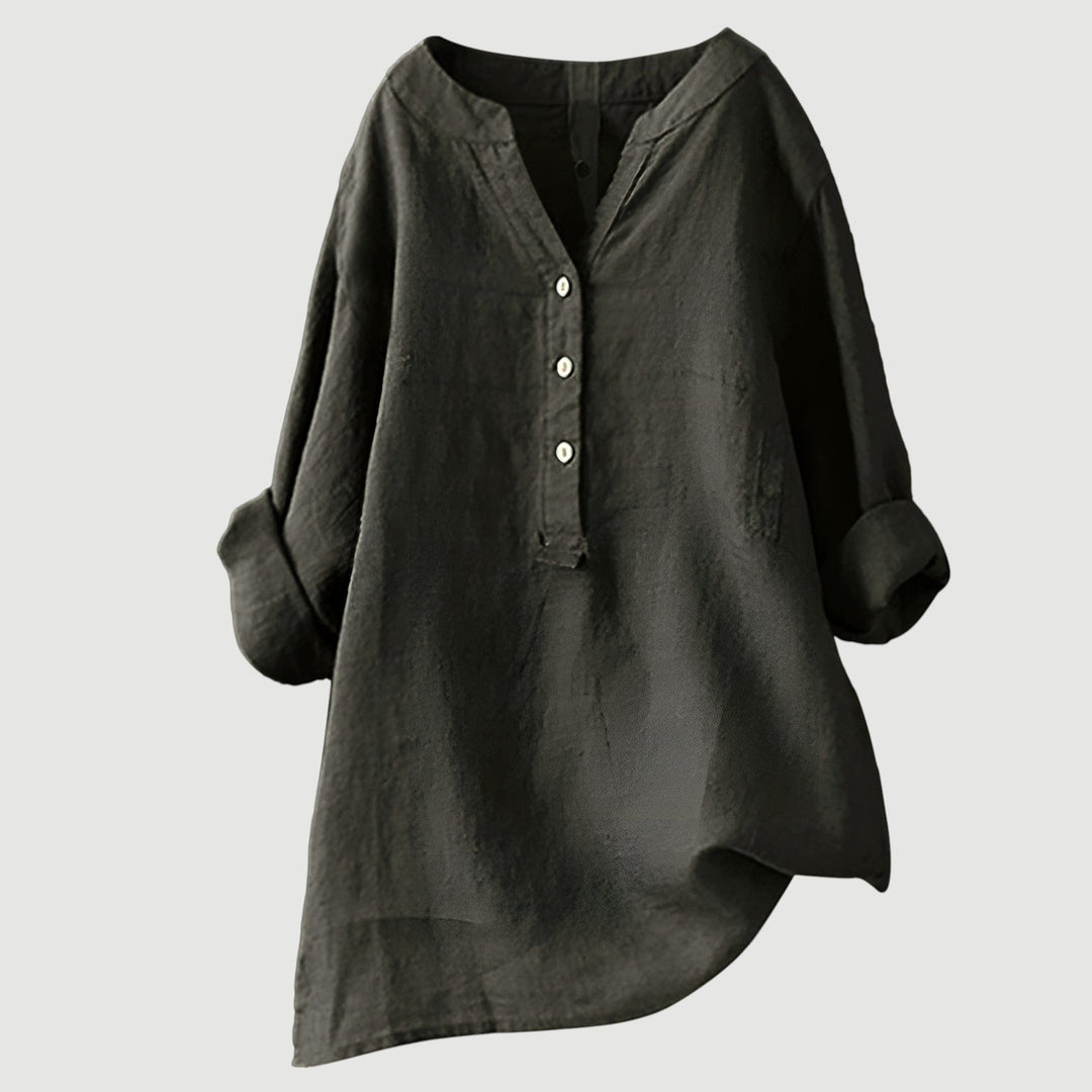 Solara Button-Front Linen Shirt