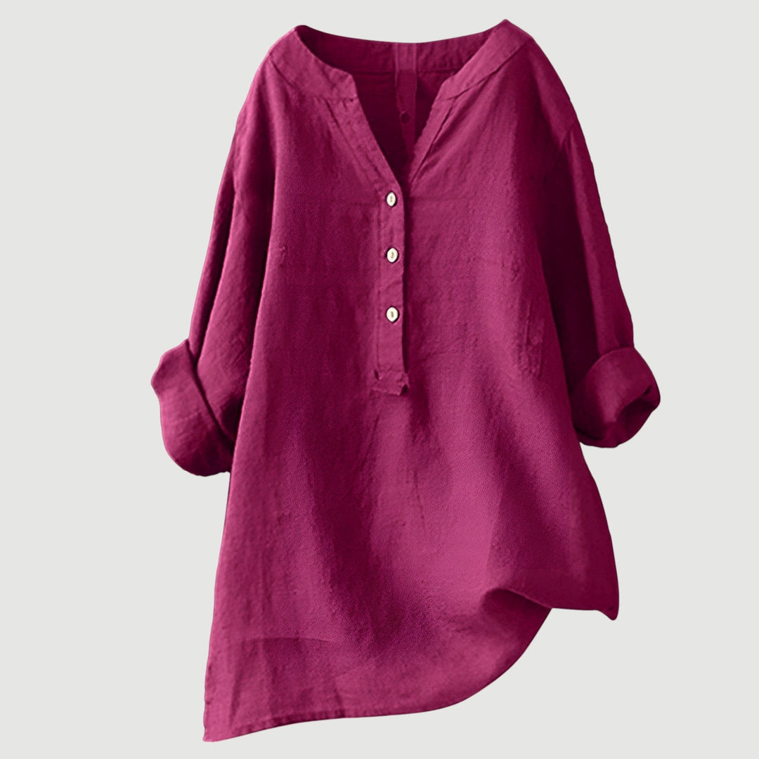 Solara Button-Front Linen Shirt