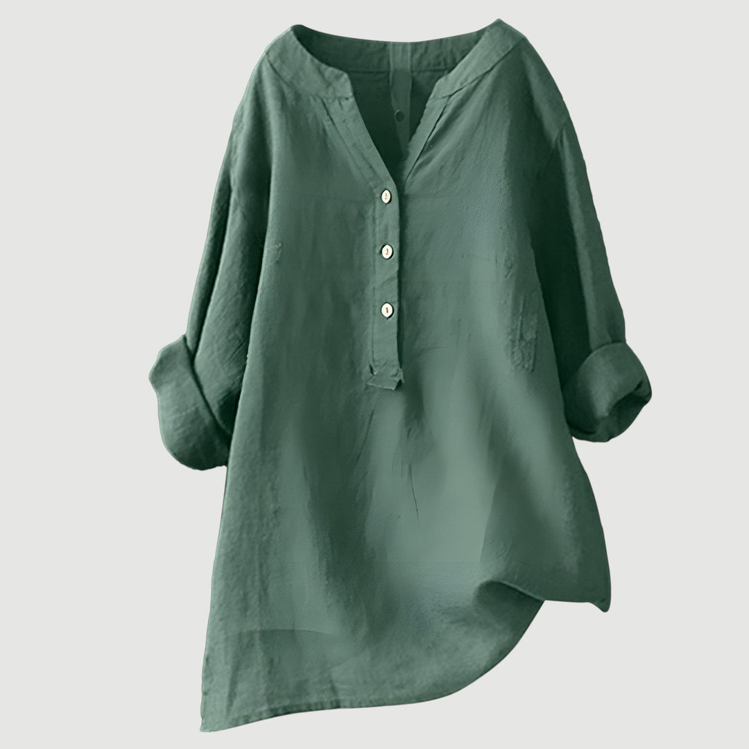 Solara Button-Front Linen Shirt