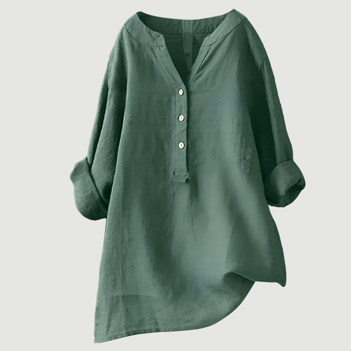 Solara Button-Front Linen Shirt