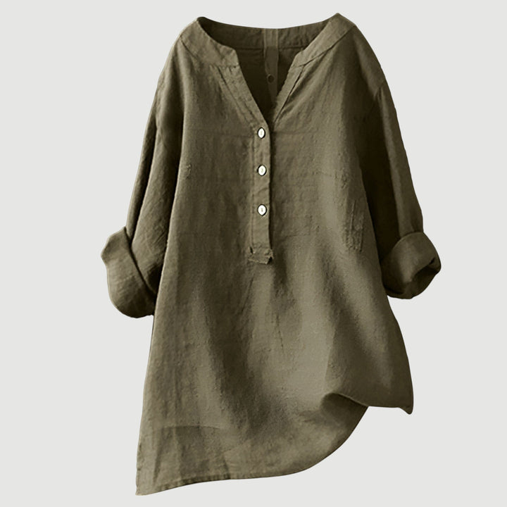 Solara Button-Front Linen Shirt