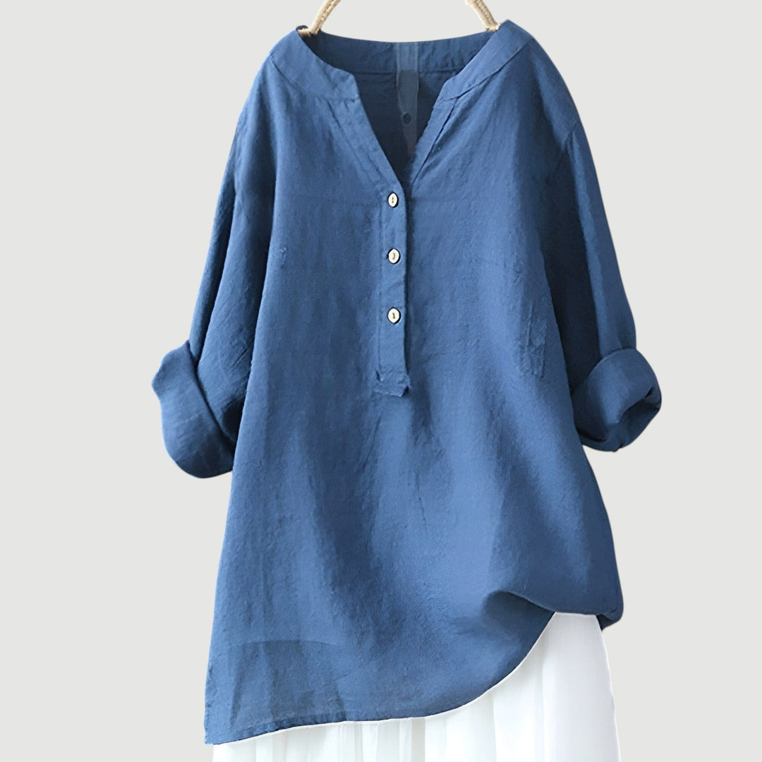 Solara Button-Front Linen Shirt