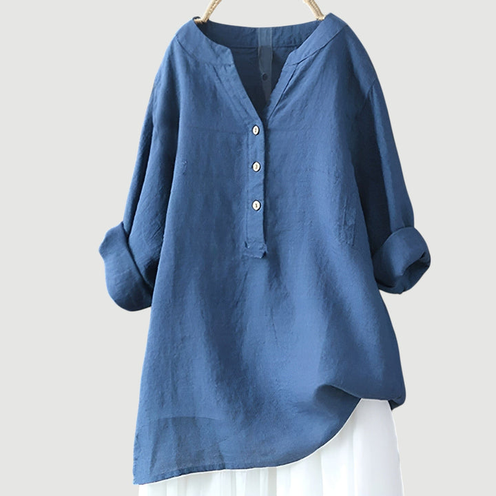 Solara Button-Front Linen Shirt