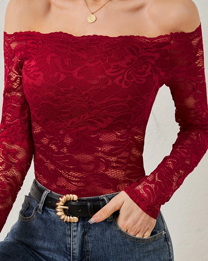 Chateau Off-Shoulder Sheer Blouse