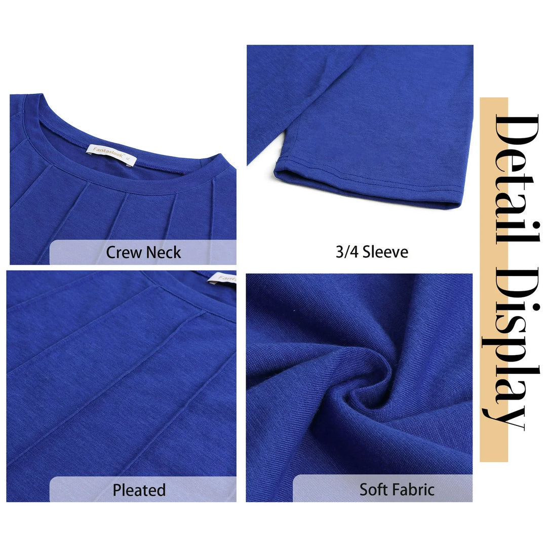 Maya™ -  Pleated Crew-Neck Blouse