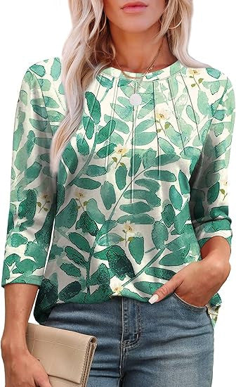 Maya™ -  Pleated Crew-Neck Blouse