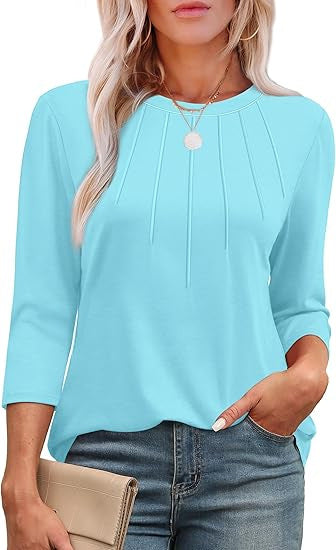 Maya™ -  Pleated Crew-Neck Blouse
