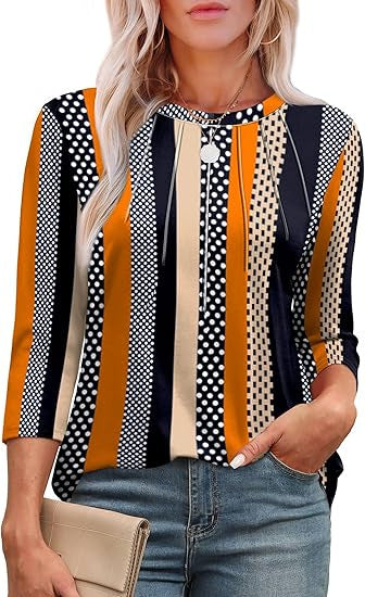 Maya™ -  Pleated Crew-Neck Blouse