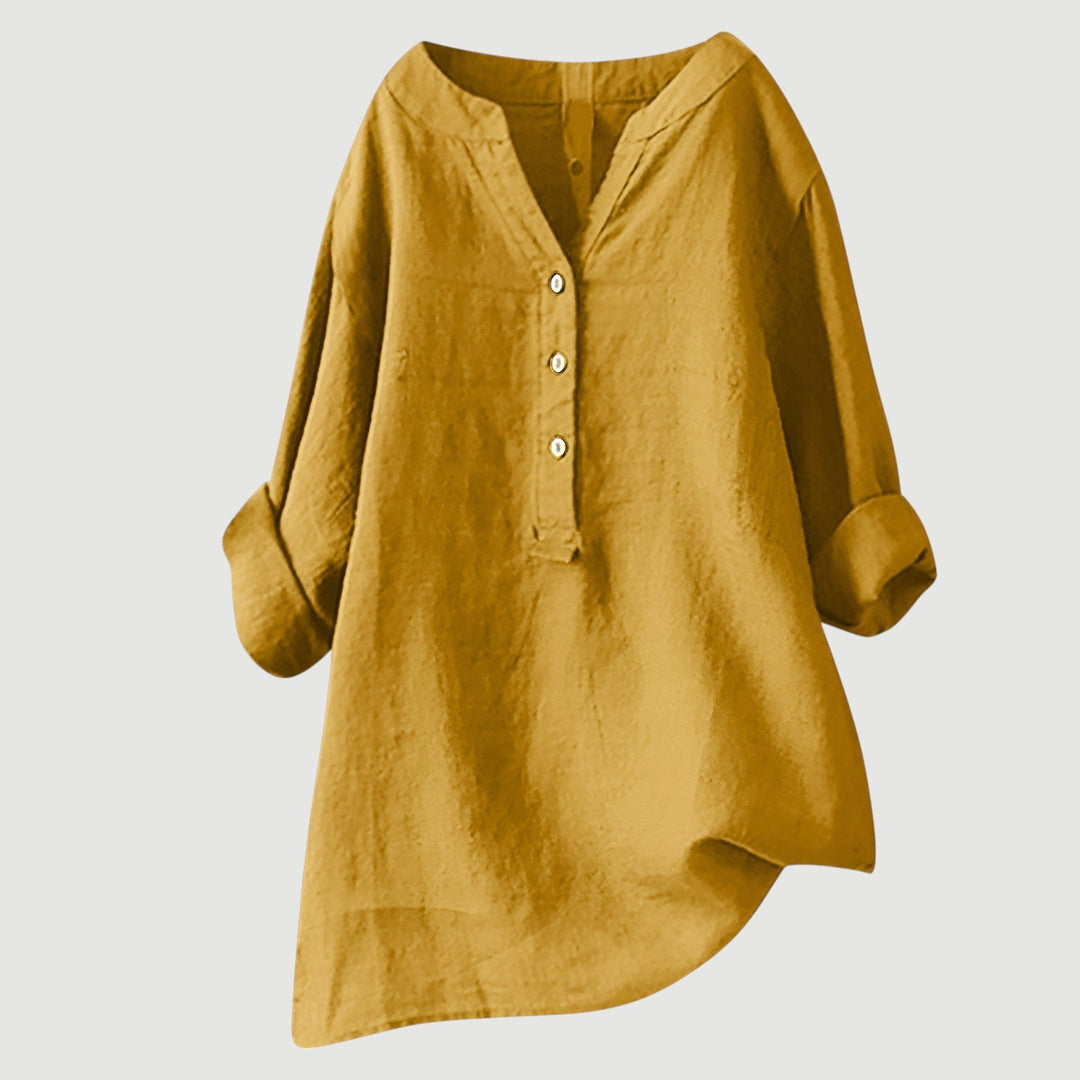 Solara Button-Front Linen Shirt