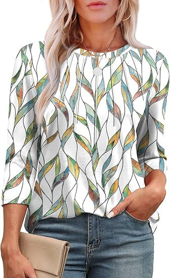 Maya™ -  Pleated Crew-Neck Blouse